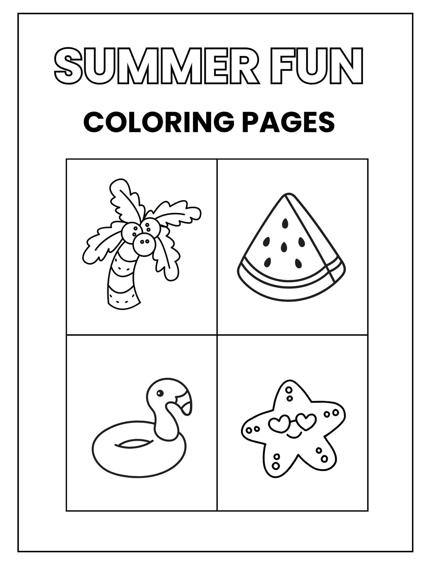 Summer Fun Kids Coloring - Digital Download