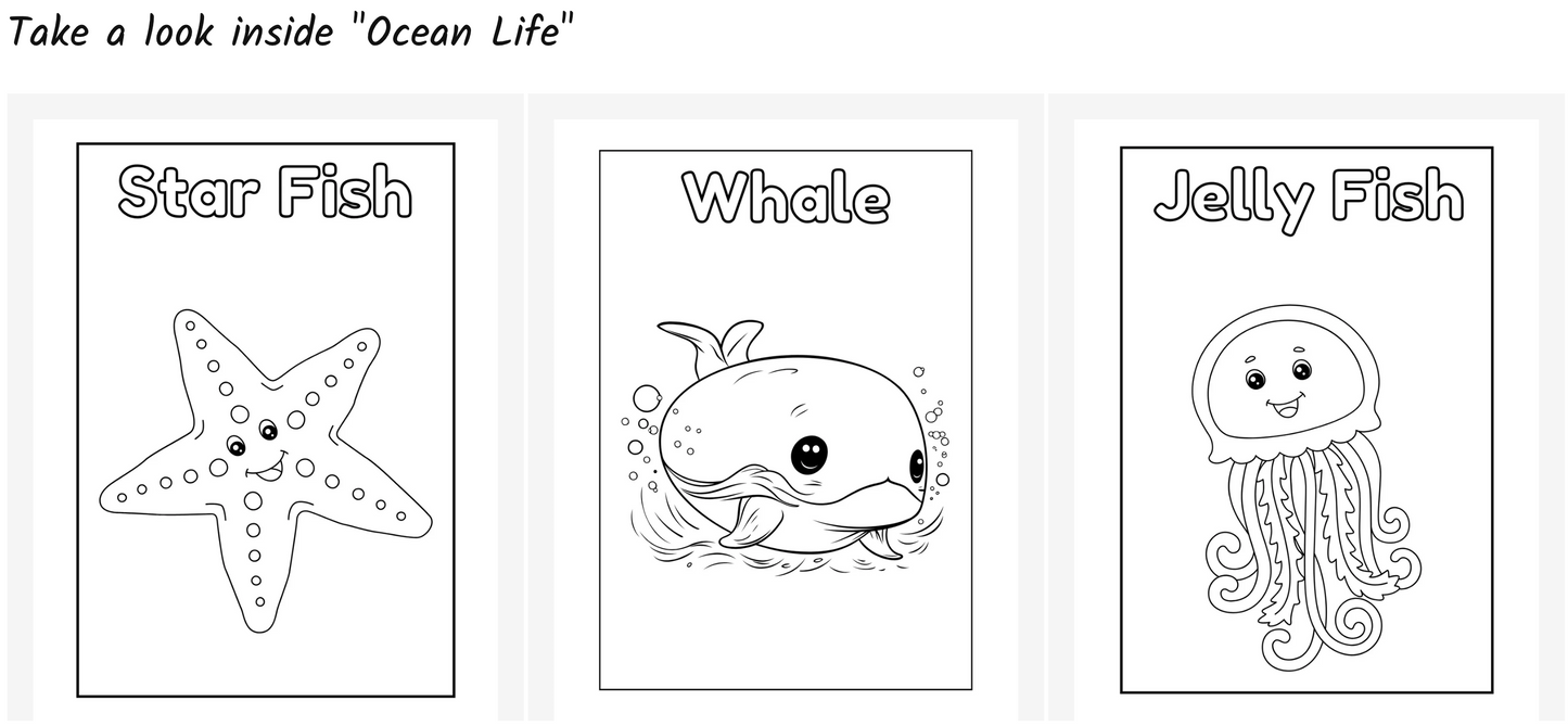 Ocean Life Kids Coloring - Digital Download