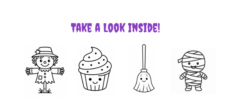 24 Halloween Coloring Pages - Digital Download